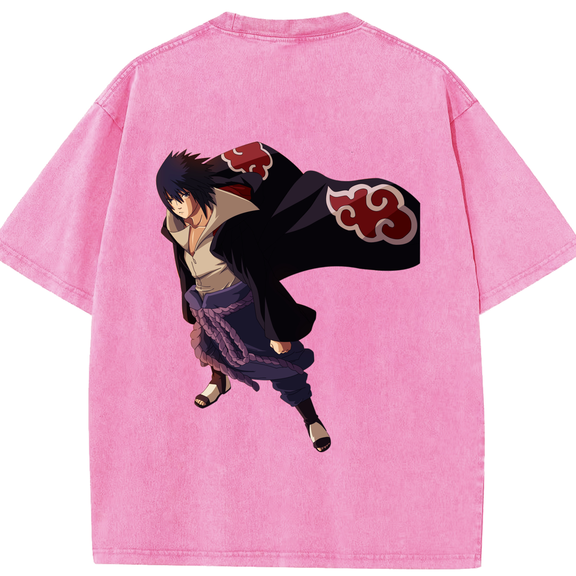 （画像用） NARUTO -ナルト- うちは サスケ Uchiha Sasuke 綿100% ヴィンテージ風 半袖Tシャツ（背面プリント）